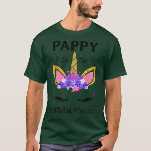T-shirt Pappy Of The Birthday Girl Père Cadeau Unicorn Bir