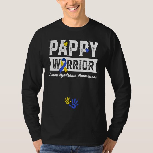T-shirt Pappy Warrior Down Syndrome Awareness Family (Devant)
