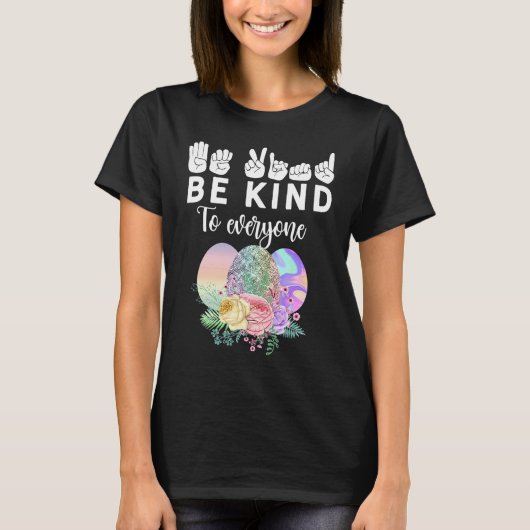 T-shirt Pâques Be Kind Signal Langue Main Taling Chasse au (Devant)
