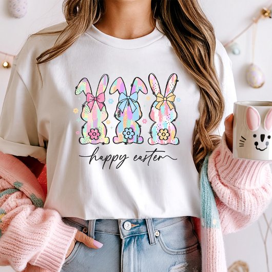 T-shirt Pâques, Bunnies Pastel & Floral
