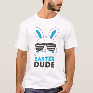 T-shirt Pâques Dude Retro Lunettes de soleil Bunny Face Bo