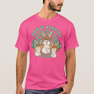 T-shirt Pâques Hownie Bunnies Cowgirl Cowboy Country Weste