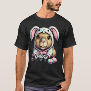 T-shirt Pâques Jeu Vidéo Lapin Oreilles Capybara Joueur Ga
