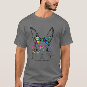 T-shirt Pâques Jour 2022 Dy Cute Bunny Face Tie Dye Lunett