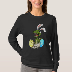 T-shirt Pâques Jour T Rex Avec Lapin Oreilles OEufs Drôle 
