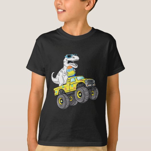 T-shirt Pâques Jour T Rex Dino Monter Un Monster Camion Ga (Devant)