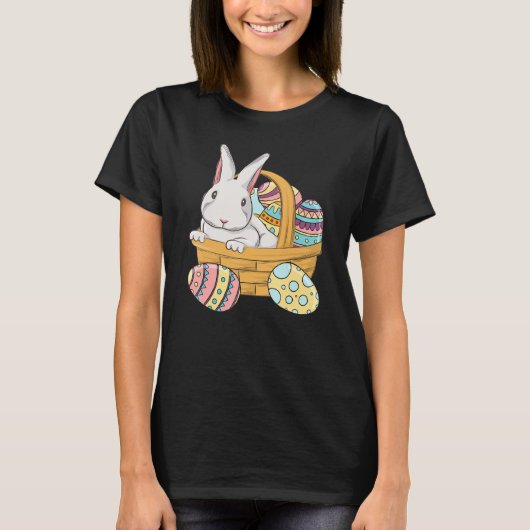 T-shirt Pâques Lapin Panier Oeufs Rabbit Fête de Pâques Fe (Devant)