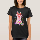 T-shirt Pâques Lapin Printemps Cochon Bow Oeufs Chasse Pan (Devant)