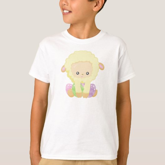 T-shirt Pâques, Mignons, Petits moutons, Oeufs de Pâques (Devant)