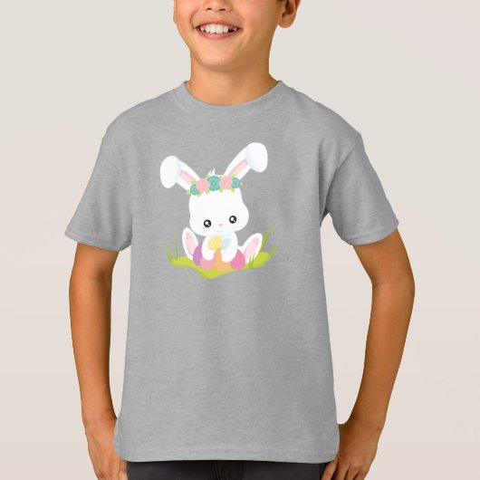 T-shirt Pâques, Oeufs de Pâques, Mignonne Lapin, Lapin Bla (Devant)