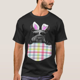 T-shirt Pâques Plaid Giant Schnauzer Bunny Chien Dans Poch