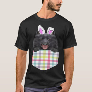 T-shirt Pâques Plaid Schipperke Bunny Dog Dans Une Poche