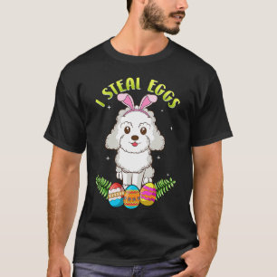 T-shirt Pâques Poodle chien avec Bunny Ears Je vole des oe
