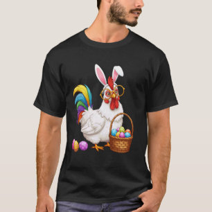 T-shirt Pâques Poulet Lapin Oreilles Oeufs Graphique Homme