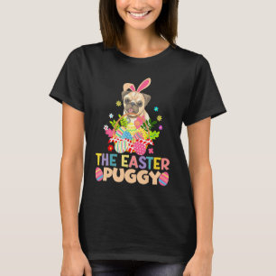 T-shirt Pâques Pug Lapin Oreille Oeufs Panier Chiens Enfan