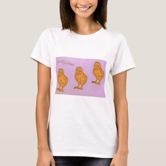 T-shirt Pâques Salutations Poussins pourpres (Devant)