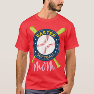 T-shirt Pâques Softball Bunny Rabbit Oreilles Baseball Mom