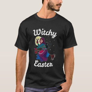 T-shirt Pâques sorcière Sorcière, chat noir et ciel étoilé