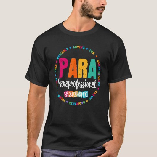 T-shirt Para Paraprofessionnel Squad Enseignant Enseignant (Devant)