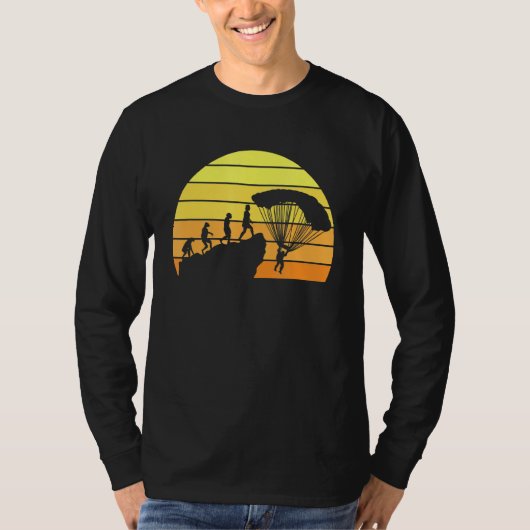 T-shirt Parachute d'évolution Retro Sunset Art (Devant)