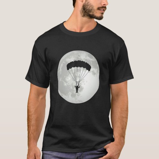 T-shirt Parachuting Moon Parachutist Paragliding Skydiver  (Devant)