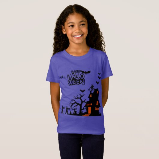T-Shirt Parade de lanternes fantomatiques violet (Devant entier)
