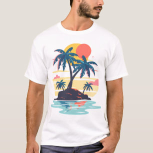 T-shirt Parade de palmiers de l'île du coucher de soleil