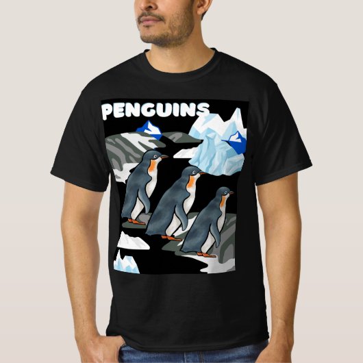 T-shirt Parade De Pingouin Antarctique Sur Un Arrière - pl (Devant)