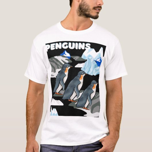 T-shirt Parade De Pingouin Antarctique Sur Un Arrière - pl (Devant)