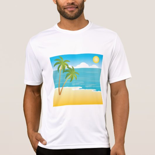 T-shirt Paradis de plage tropicale avec des palmiers (Devant)