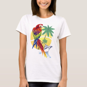 T-shirt Paradis tropical avec le bateau de croisière d'ara