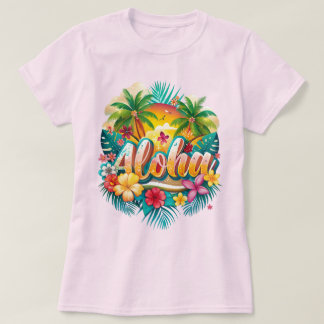 T-shirt Paradis tropical d'Aloha - Hawaïen animé