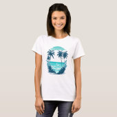 T-shirt Paradis tropical : Palmiers sur la plage (Devant entier)