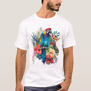 T-shirt Paradise Parrot Vacances Oiseaux tropicaux Plage F
