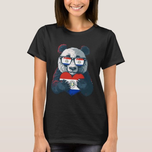 T-shirt Paraguay Drapeau Panda Bear Lunettes de soleil Par (Devant)