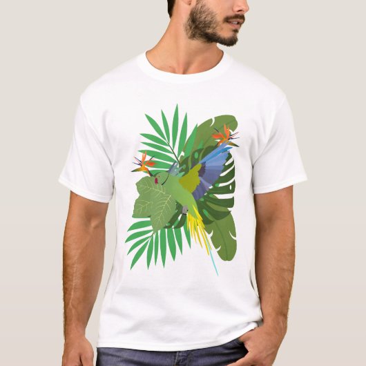 T-shirt Parakeet with leaves (Devant)