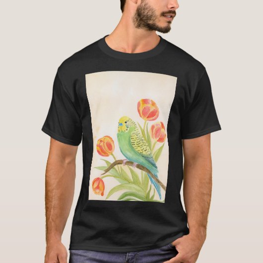 T-shirt Parakeet with Tulips Exotic Pets (Devant)