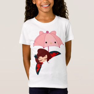 T-Shirt parapluie de bande dessinée de petite fille de