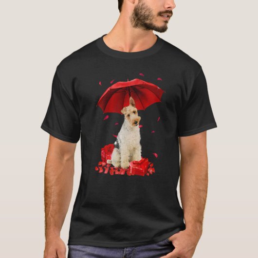 T-shirt Parapluie Terrier Fox Wire pour la Saint-Valentin (Devant)