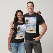 T-shirt Parapluies tropicales : blanc, palmier. (Unisexe)