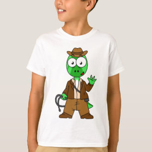 T-shirt Parasaurolophus Habillé Comme Indiana Jones.