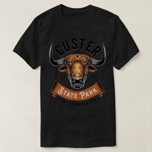 T-shirt Parc d'état de Custer Sud Dakota Buffalo Randonnée (Design devant)