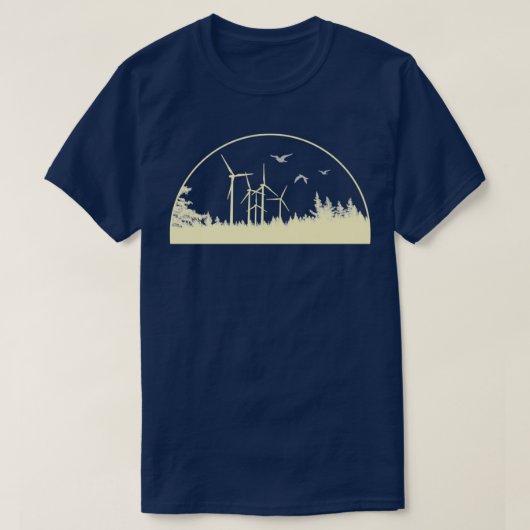 T-shirt parc éolien d'énergie renouvelable dans la forêt a (Design devant)