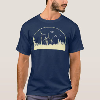 T-shirt parc éolien d'énergie renouvelable dans la forêt a