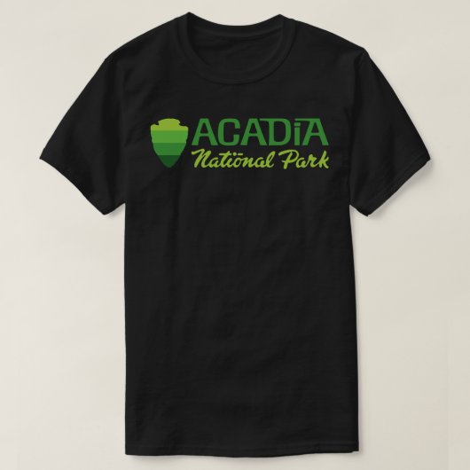T-shirt Parc national Acadia Arrowhead Rétro Wordmark Gree (Design devant)