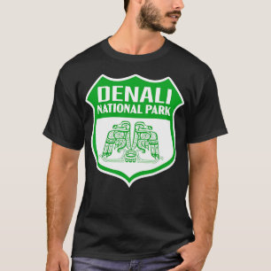 T-shirt Parc national de Denali Retro Bird Shield Green