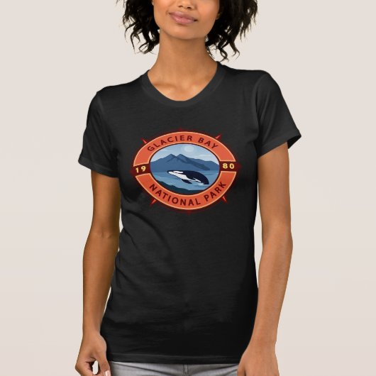 T-shirt Parc national de Glacier Bay Orca Compas rétro (Devant)