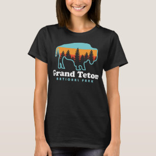 T-shirt Parc national de Grand Teton Bison Retro Wyoming