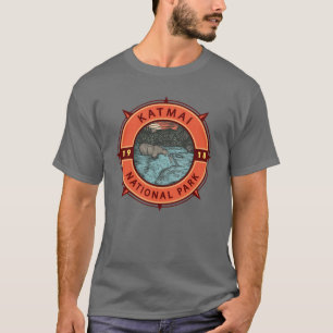 T-shirt Parc national de Katmai Grizzly Ours Rétro Compass