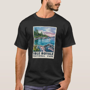 T-shirt Parc national de l'Isle Royale Aquarelle Art Vinta